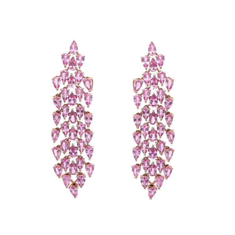 Pink Sapphire Pear Shape Dangle Earrings