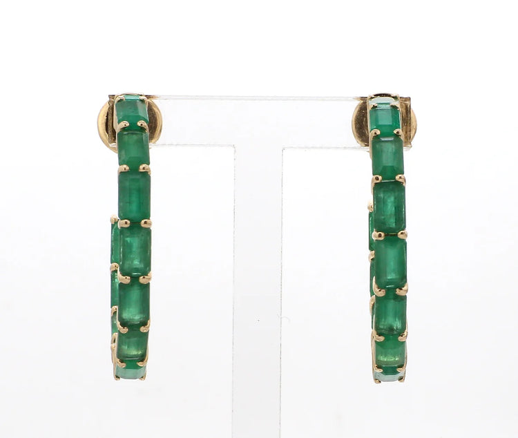 Emerald Octagon Small Hoop Earrings