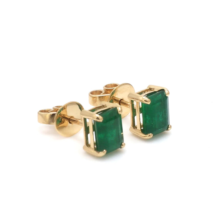 Emerald Octagon Stud Earrings