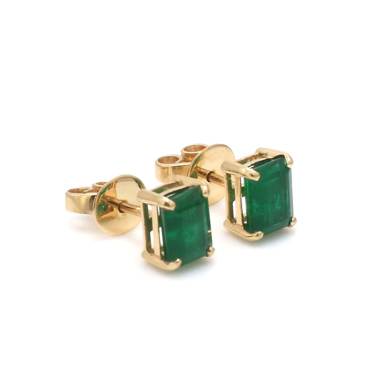 Emerald Octagon Stud Earrings