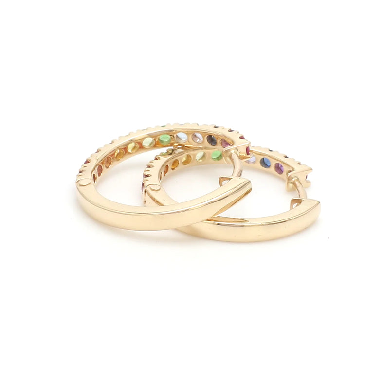 Rainbow Gemstone Mini Hoop Earrings