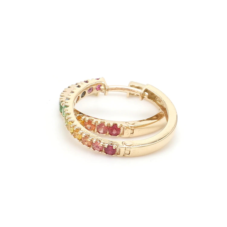 Rainbow Gemstone Mini Hoop Earrings