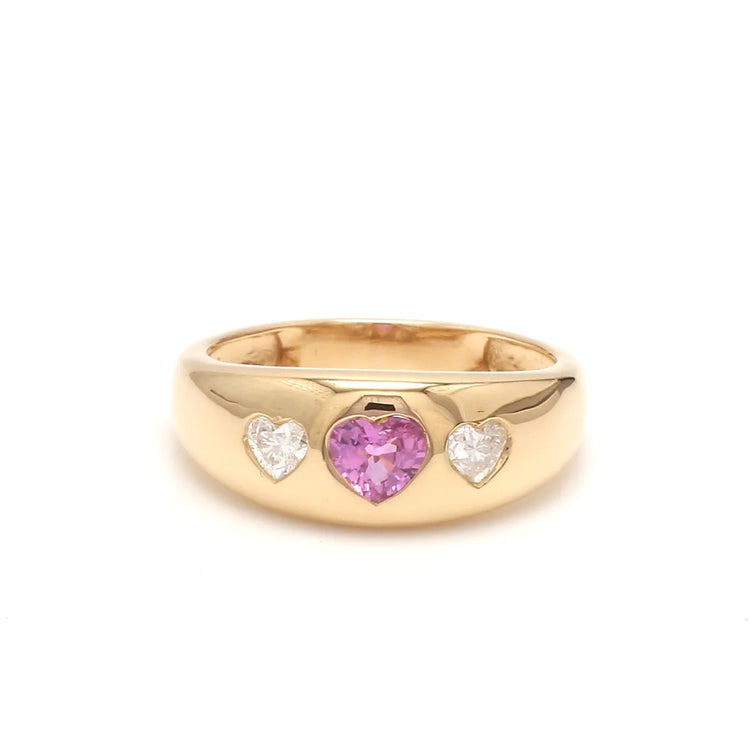 Pink Sapphire Heart Diamond Mini Chunky Ring