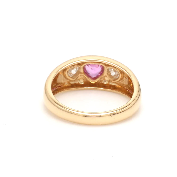 Pink Sapphire Heart Diamond Mini Chunky Ring