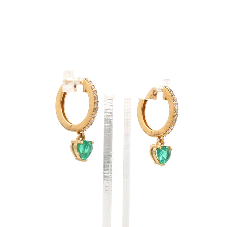 Emerald Heart Mini Huggies Earrings