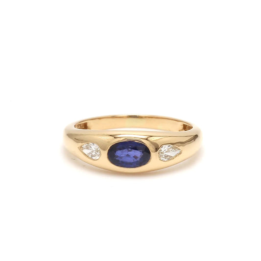 Blue Sapphire Oval Mini Chunky Ring