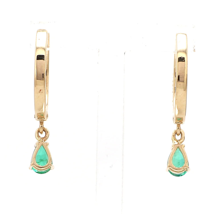 Emerald Pear Diamond Mini Huggies Earrings