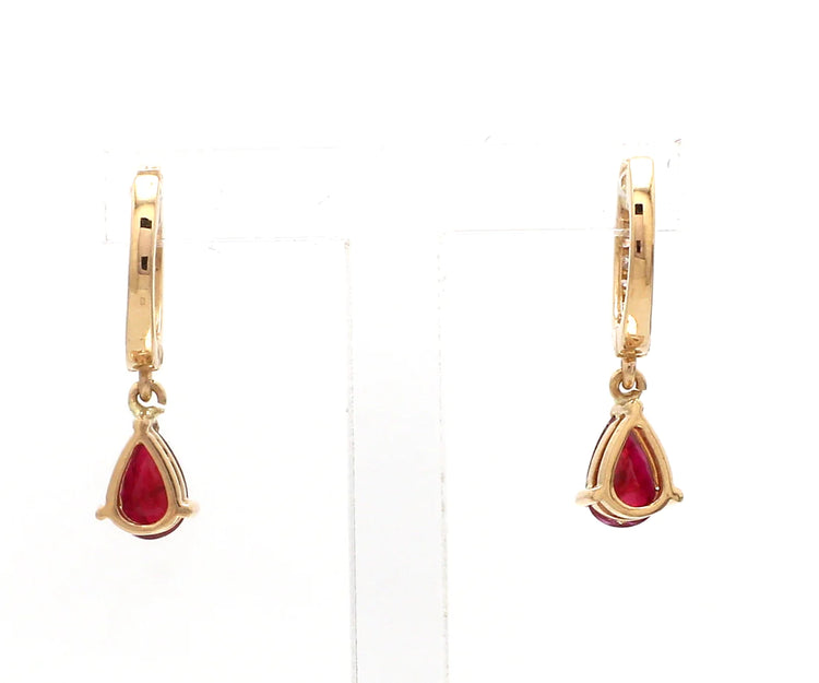 Ruby Pear Diamond Mini Huggies Earrings