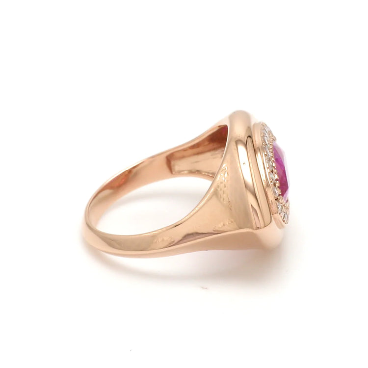 Pink Sapphire Marquise Diamond Big Chunky Ring