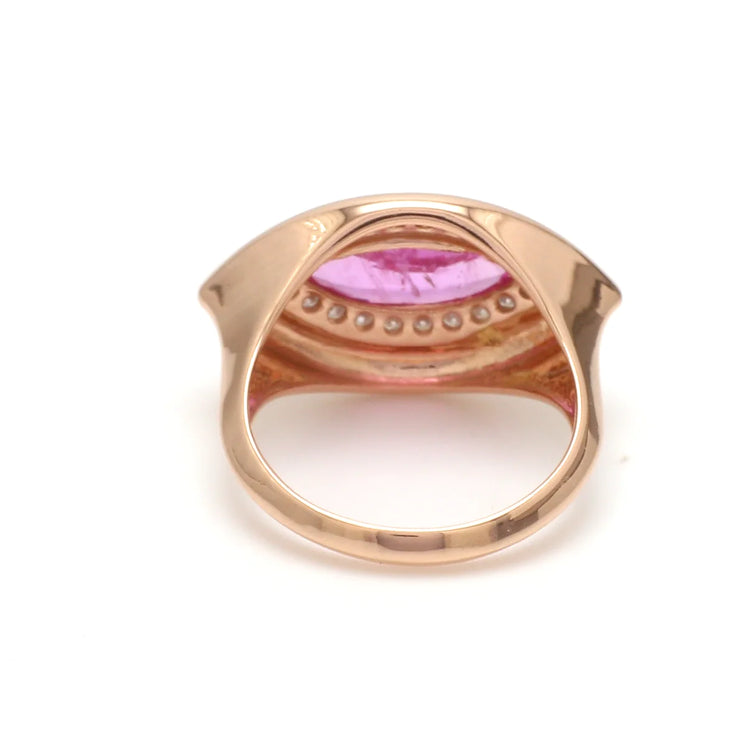 Pink Sapphire Marquise Diamond Big Chunky Ring