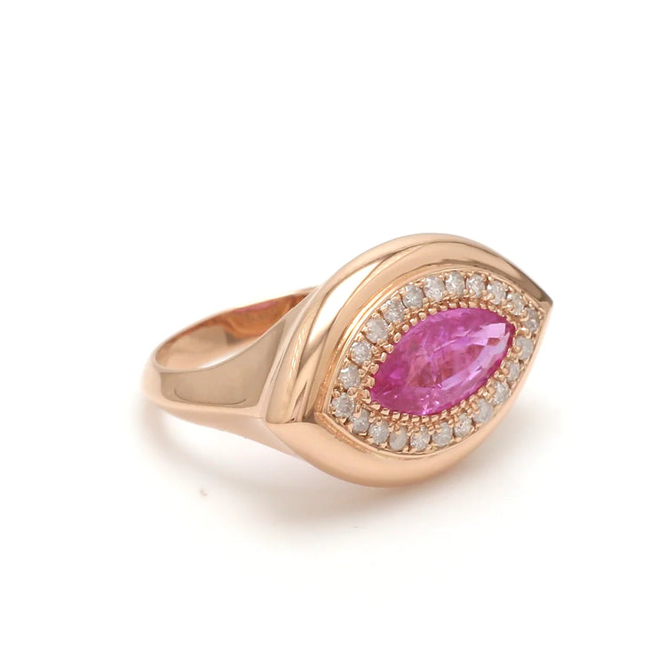 Pink Sapphire Marquise Diamond Big Chunky Ring