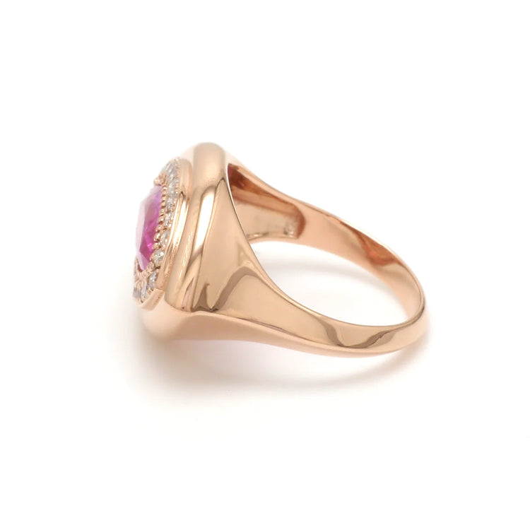 Pink Sapphire Marquise Diamond Big Chunky Ring