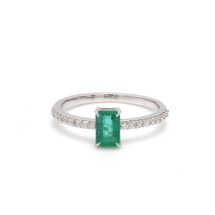 Emerald Octagon Diamond Ring