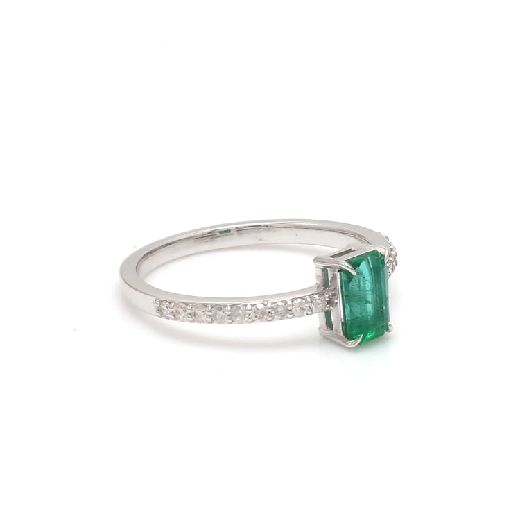 Emerald Octagon Diamond Ring