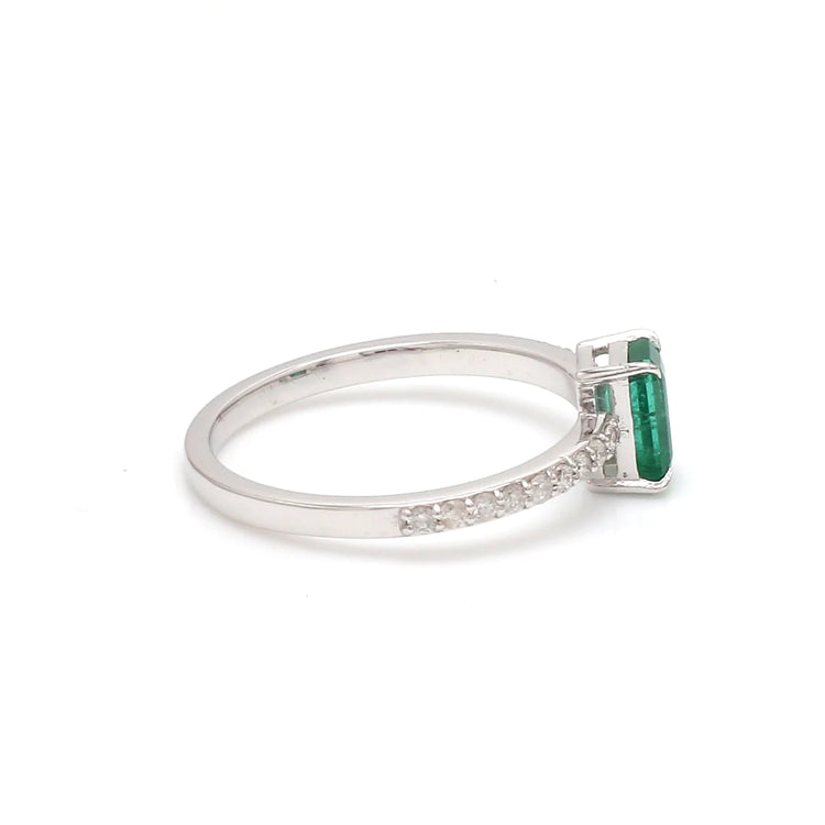 Emerald Octagon Diamond Ring