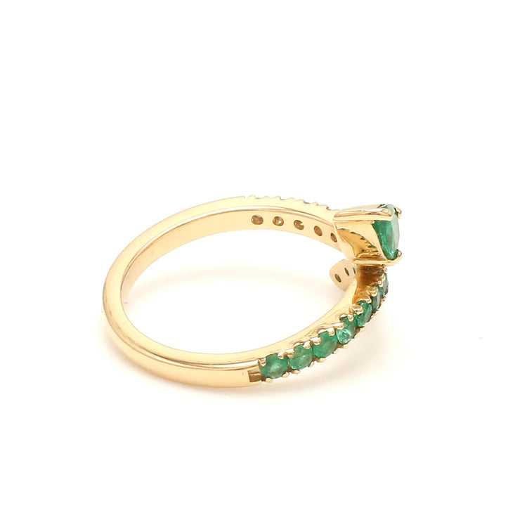 Emerald Pear Diamond Snake Style Ring