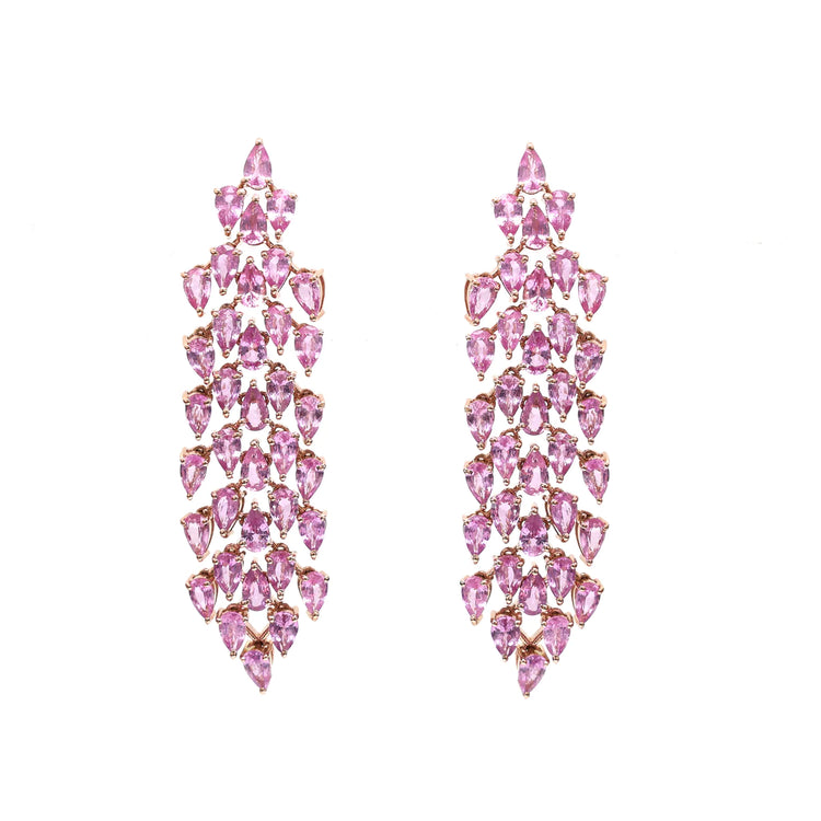 Pink Sapphire Pear Shape Dangle Earrings