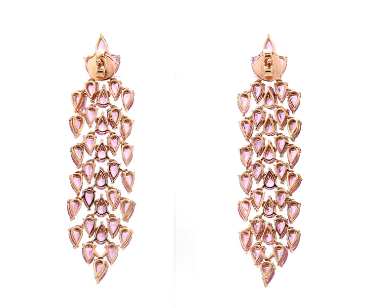 Pink Sapphire Pear Shape Dangle Earrings