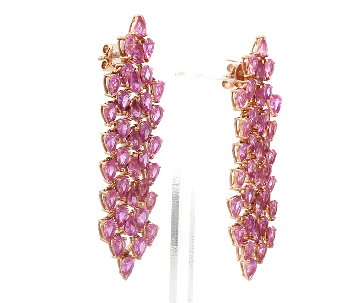 Pink Sapphire Pear Shape Dangle Earrings