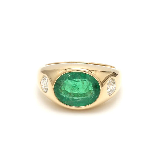 Emerald Big Oval Diamond Chunky Ring