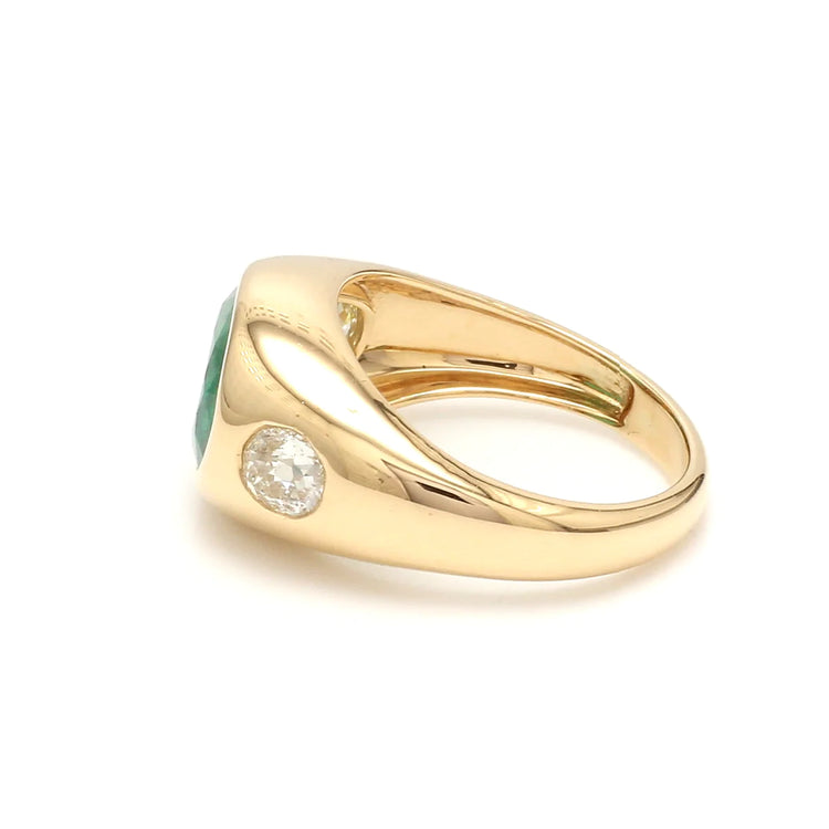 Emerald Big Oval Diamond Chunky Ring