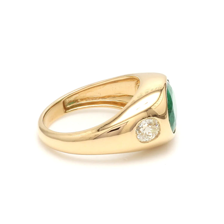 Emerald Big Oval Diamond Chunky Ring