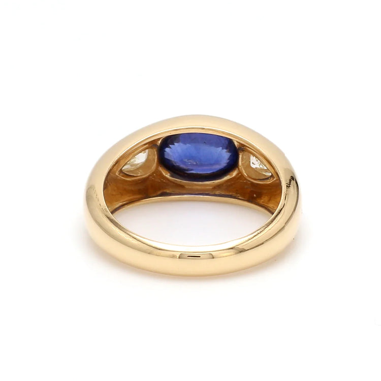 Blue Sapphire Oval Diamond Chunky Dome