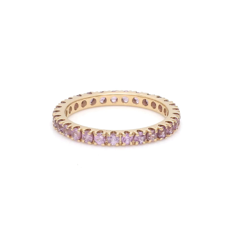 Pink Sapphire Thin Eternity Band Ring