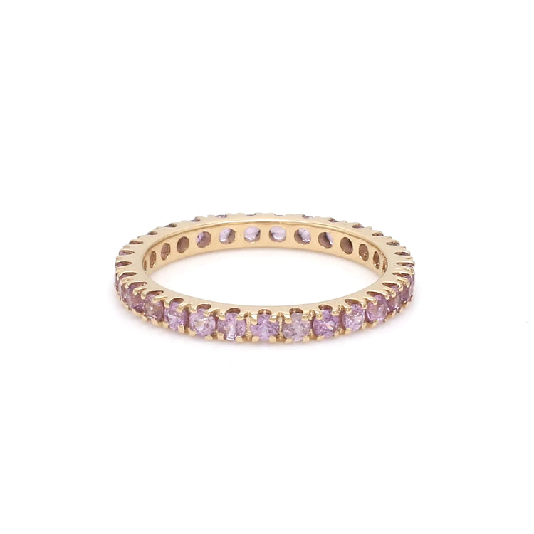 Pink Sapphire Thin Eternity Band Ring