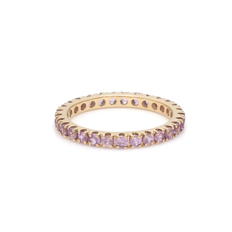 Pink Sapphire Thin Eternity Band Ring