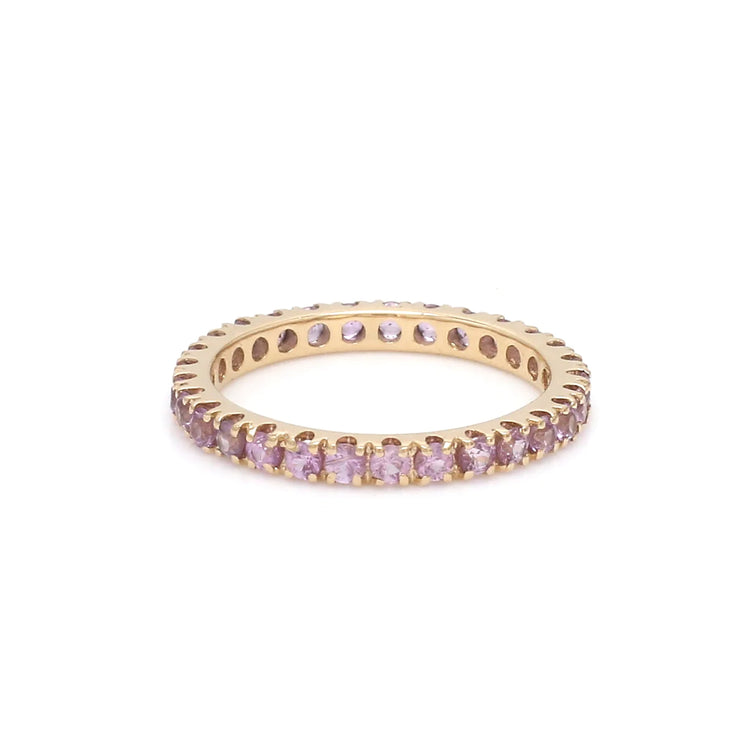 Pink Sapphire Thin Eternity Band Ring