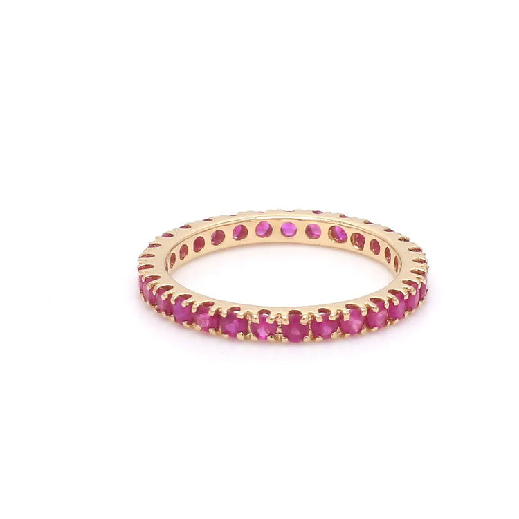 Pink Sapphire Round Thin Band Ring