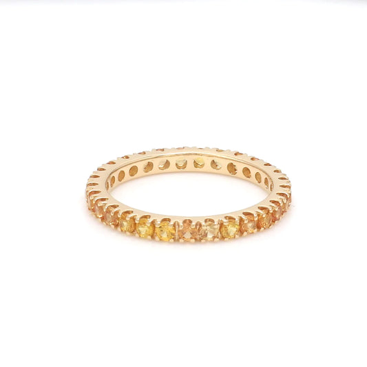 Yellow Sapphire Round Thin Band Ring