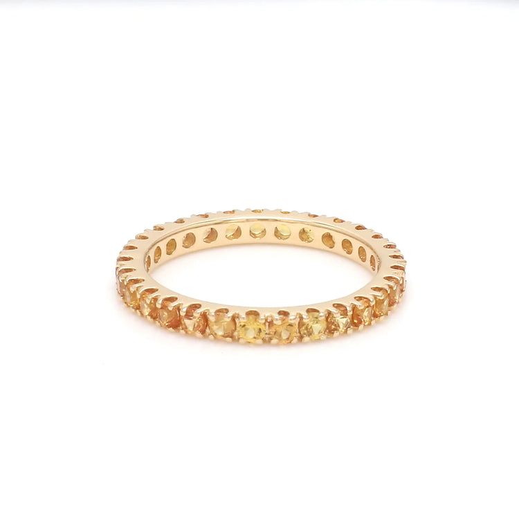 Yellow Sapphire Round Thin Band Ring