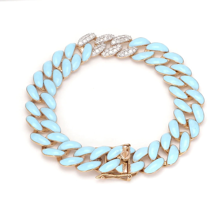 Diamond Enamel Cuban Chain Bracelet