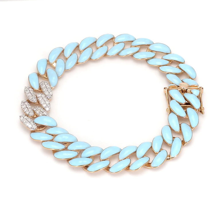 Diamond Enamel Cuban Chain Bracelet