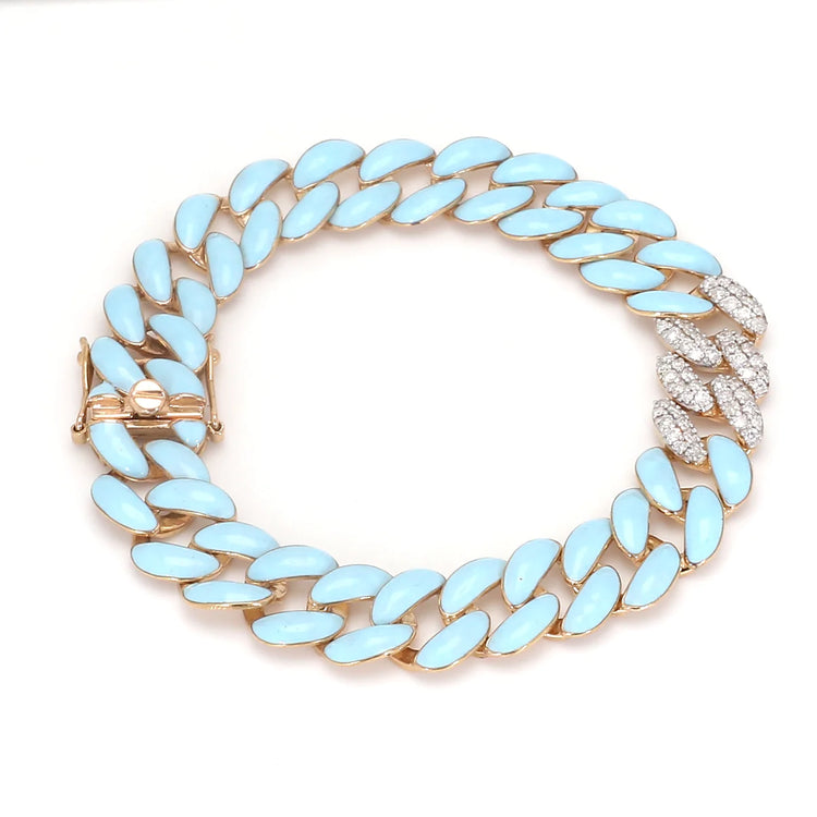 Diamond Enamel Cuban Chain Bracelet