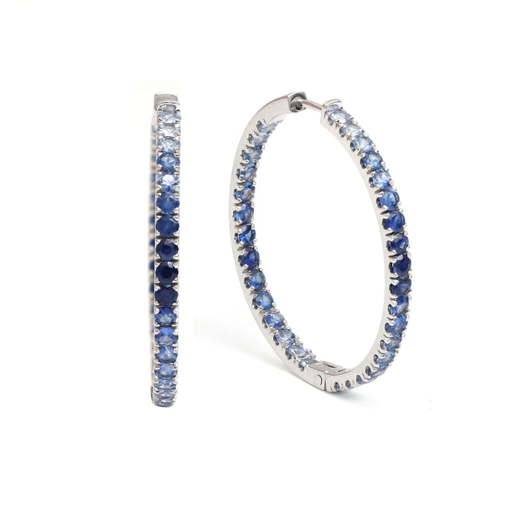 Blue Sapphire Ombre Hoop Earrings