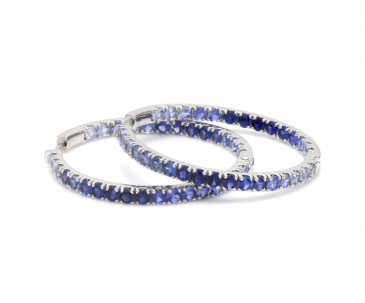 Blue Sapphire Ombre Hoop Earrings