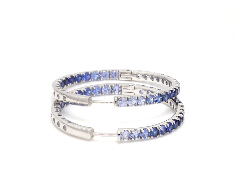 Blue Sapphire Ombre Hoop Earrings