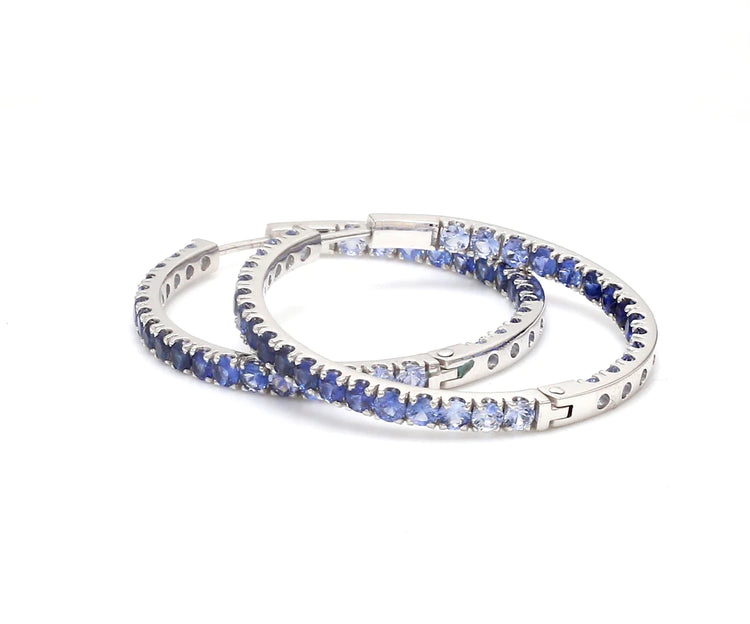 Blue Sapphire Ombre Hoop Earrings