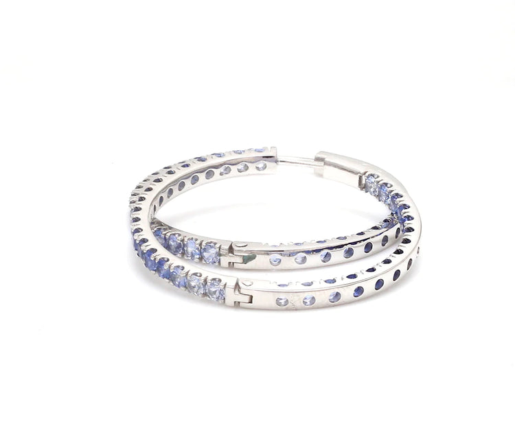 Blue Sapphire Ombre Hoop Earrings