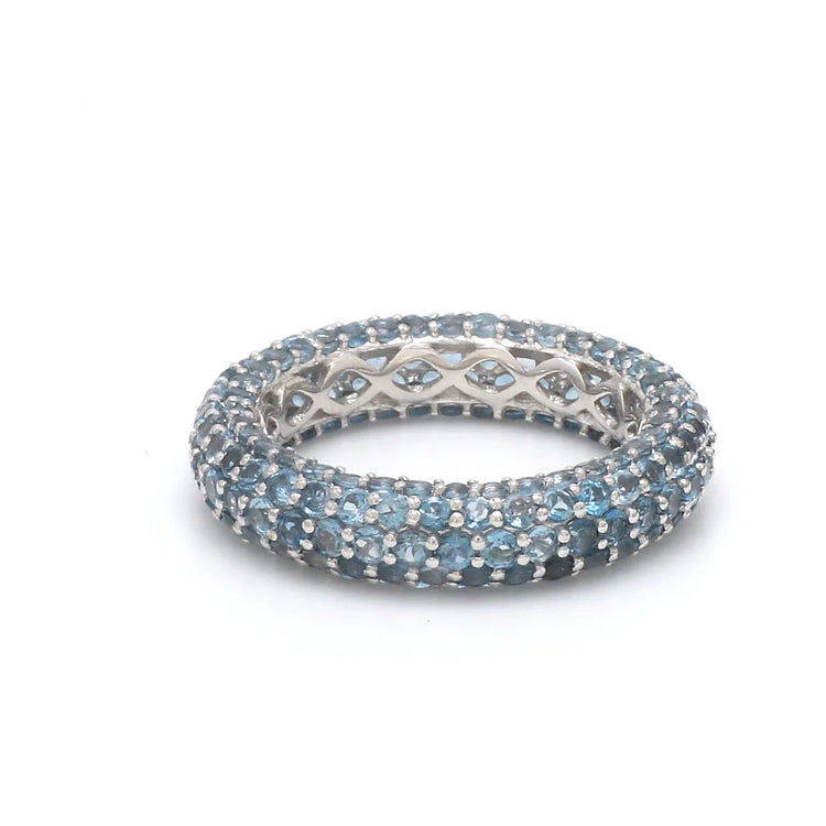 Blue Topaz Round Pave Ring