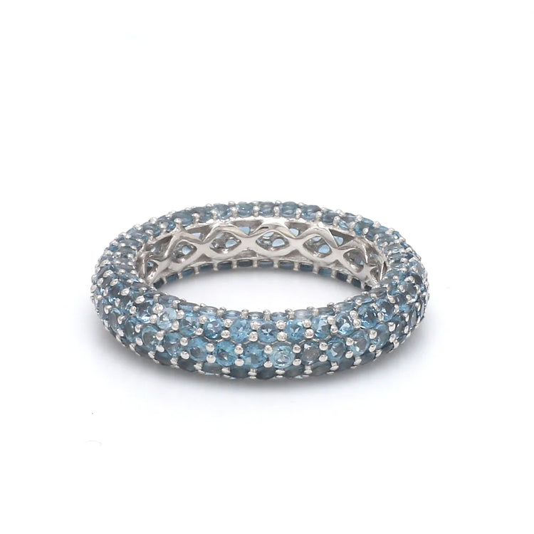 Blue Topaz Round Pave Ring