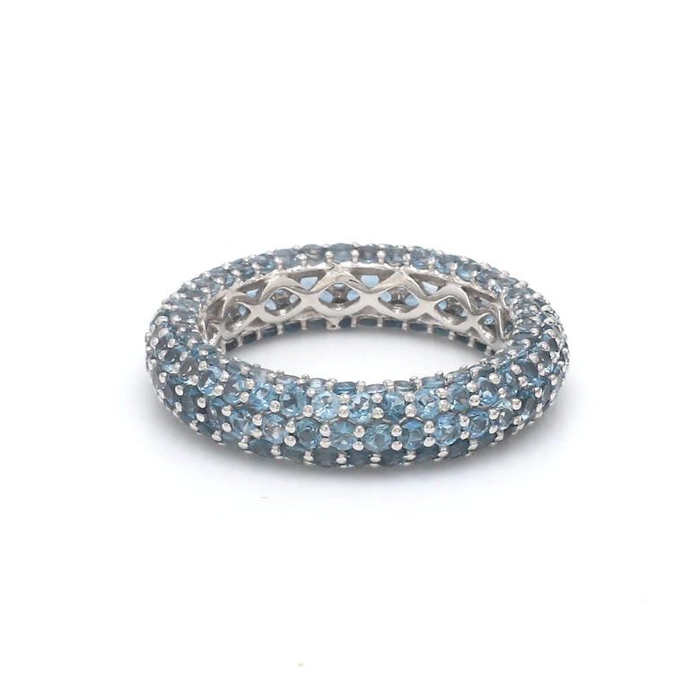 Blue Topaz Round Pave Ring