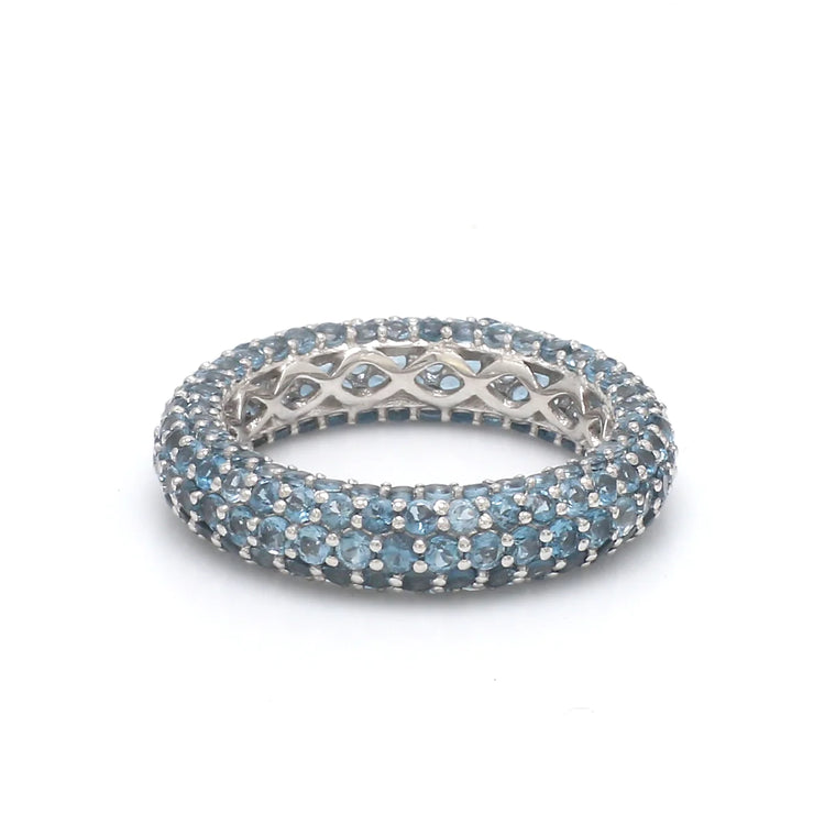 Blue Topaz Round Pave Ring