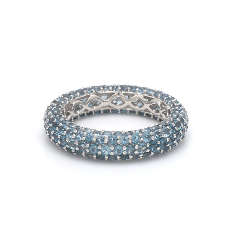 Blue Topaz Round Pave Ring