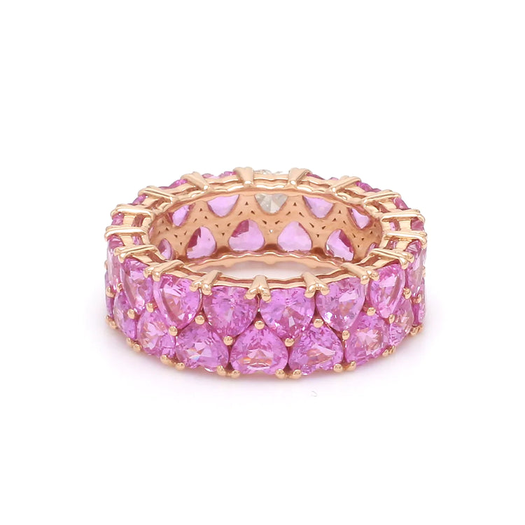 Pink Sapphire Heart Interconnected Ring