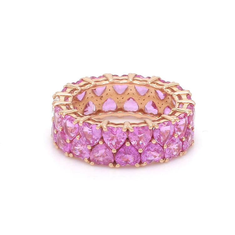 Pink Sapphire Heart Interconnected Ring