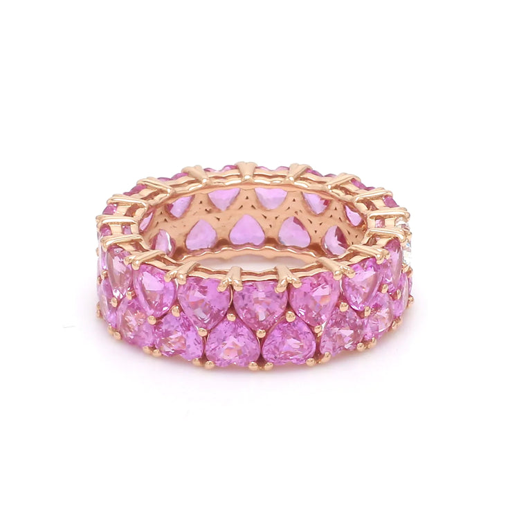 Pink Sapphire Heart Interconnected Ring